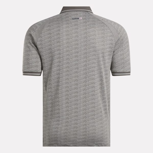 Men's Short Sleeve Tonal Vector Jacquard Polo Shirt with Tipped Rib Trim - Image 5