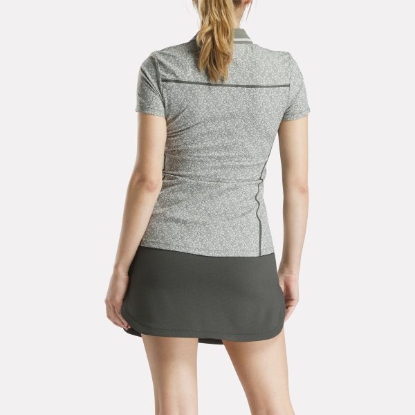 Women's Cap Sleeve Johnny Collar Micro Floral Polo Shirt - Image 5